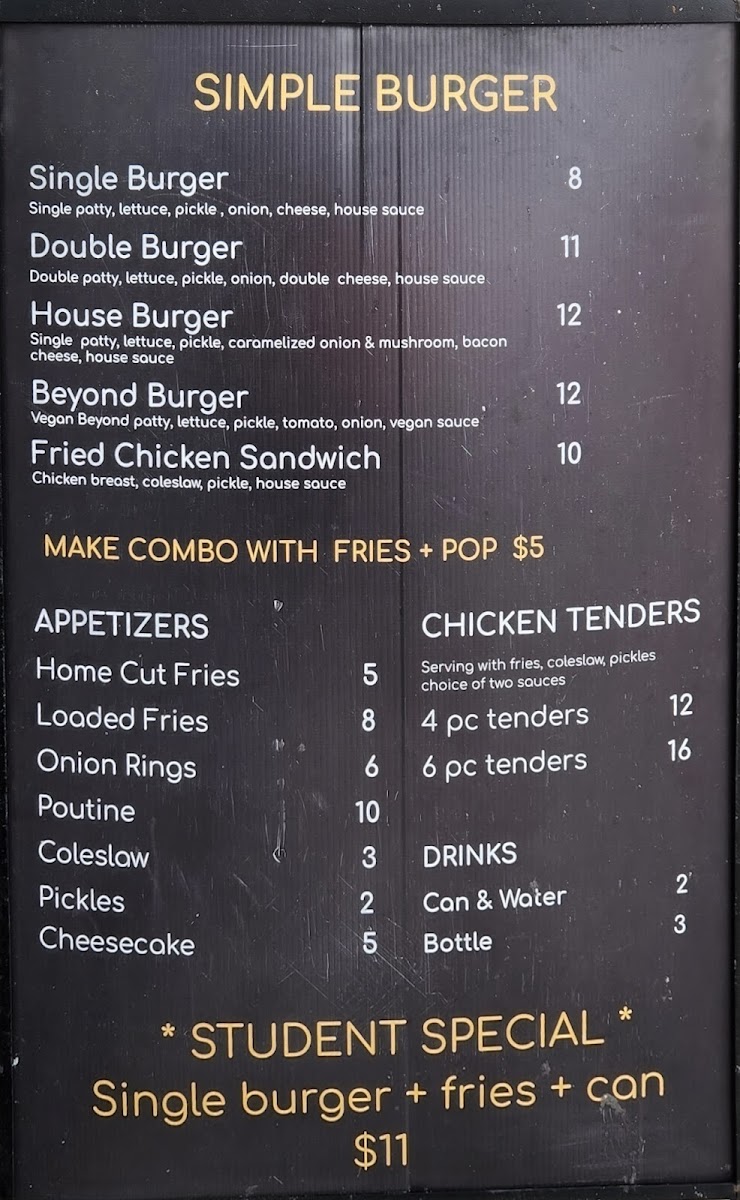 Simple Burger (Bloor st.) Menu - Image 6